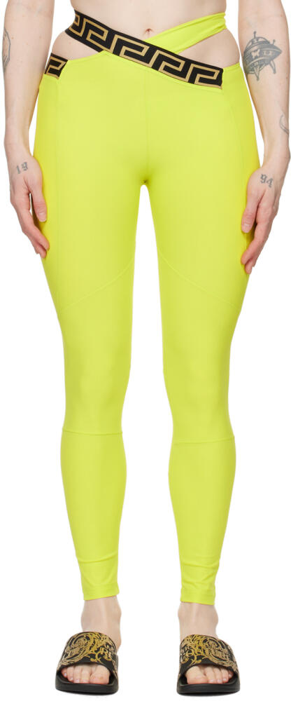 Versace Underwear Green Greca Border Leggings Cover