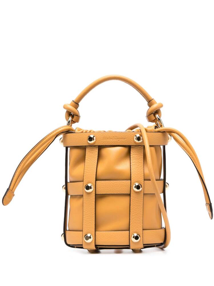 Ferragamo Cage calf-leather bucket bag - Neutrals Cover