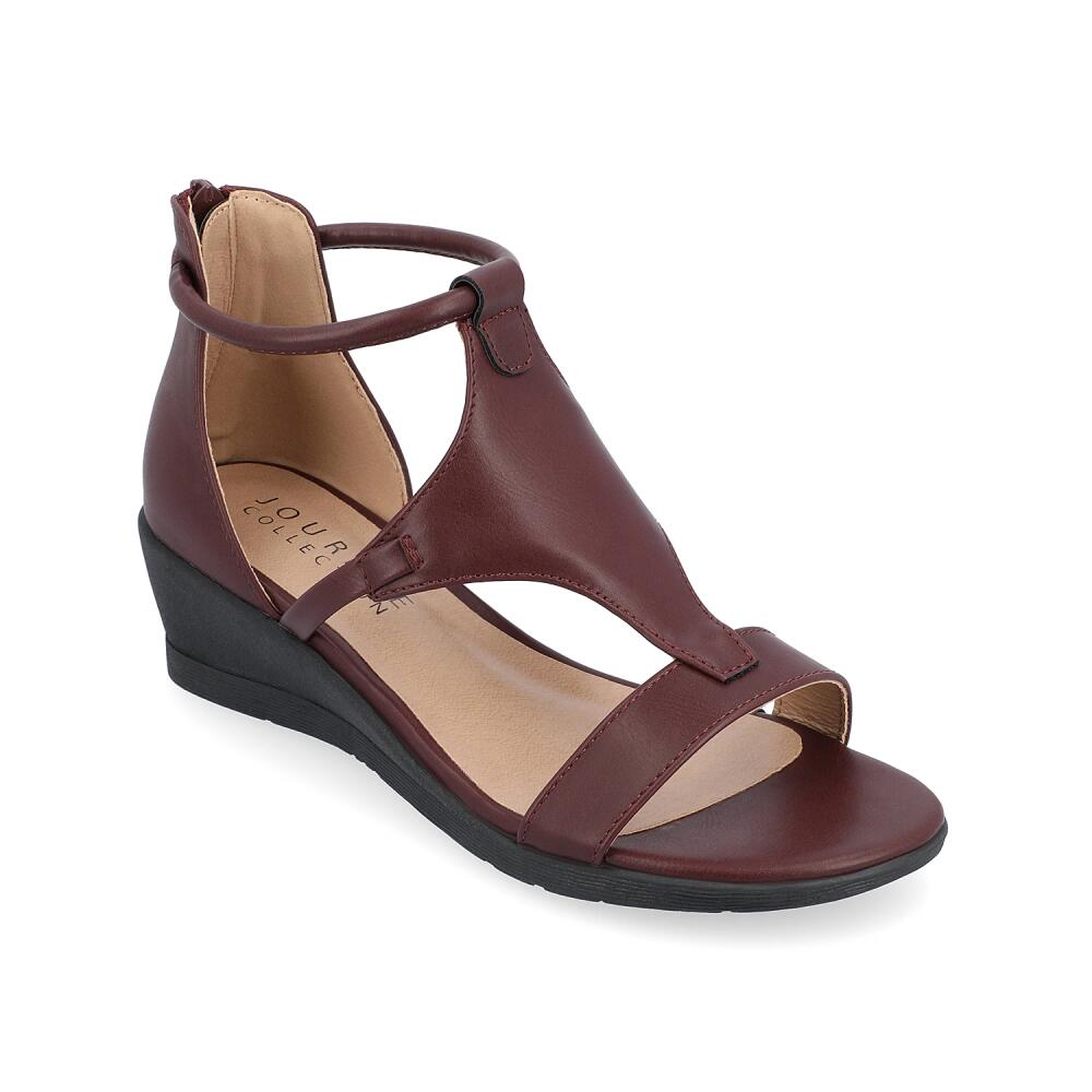 Journee Collection Wide Width Trayle Wedge Sandal | Women's | Burgundy Cover