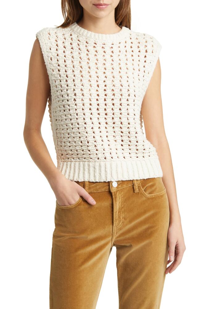 FRAME Open Stitch Sweater Vest in Cream Cover