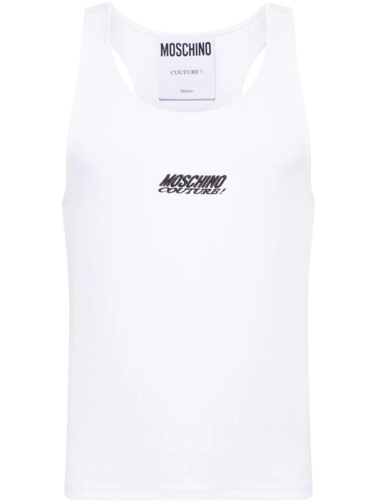 Moschino logo-embroidered tank top - White Cover