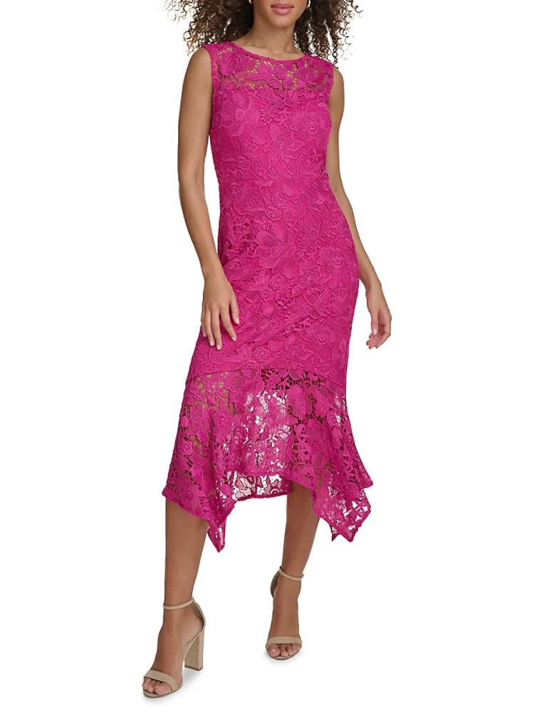 Kensie Women's Lace Midi Dress - Fuchsia Cover