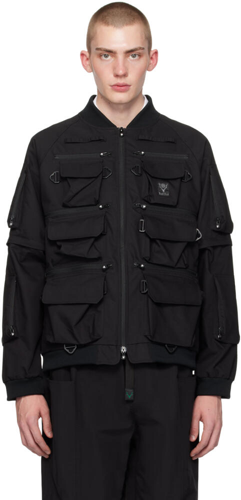 South2 West8 Black Multi Pocket Two-Way Bomber Jacket Cover