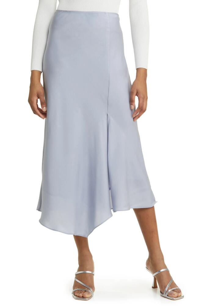 All in Favor Satin Midi Skirt in Blue Cover