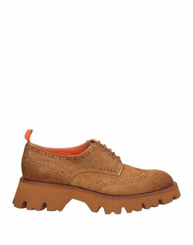 Santoni Woman Lace-up shoes Camel Leather Cover