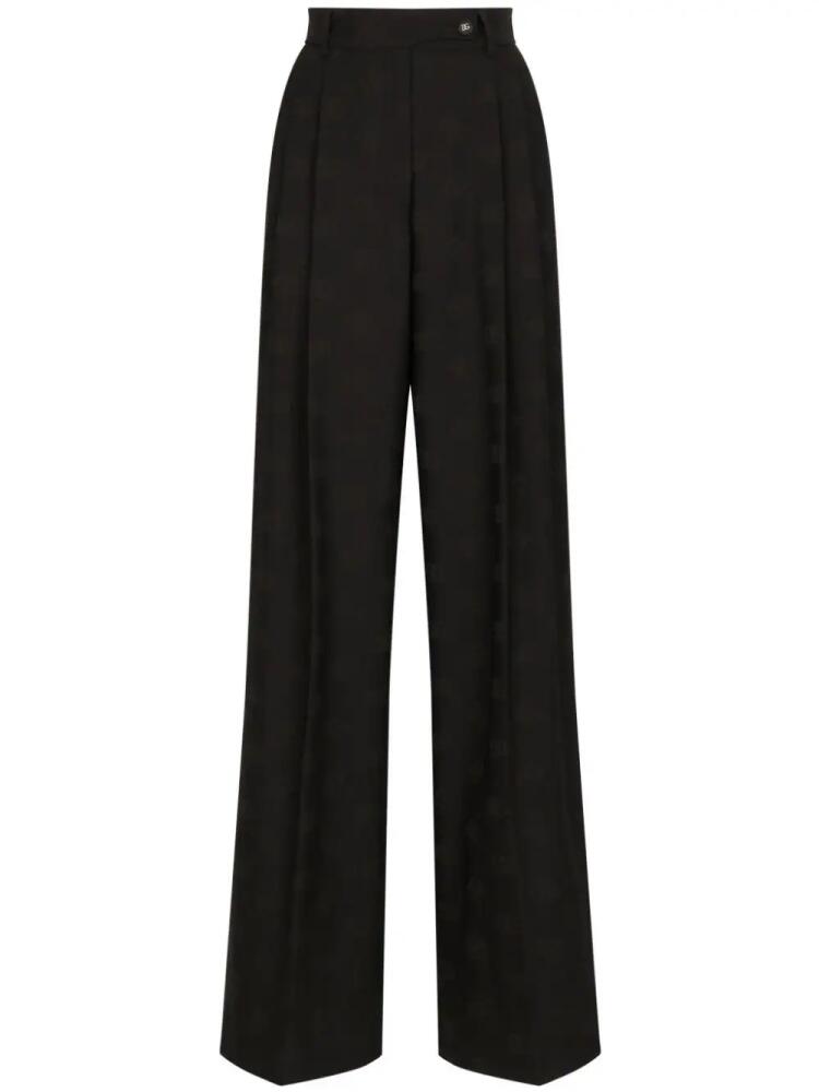 Dolce & Gabbana logo-jacquard wool palazzo pants - Black Cover