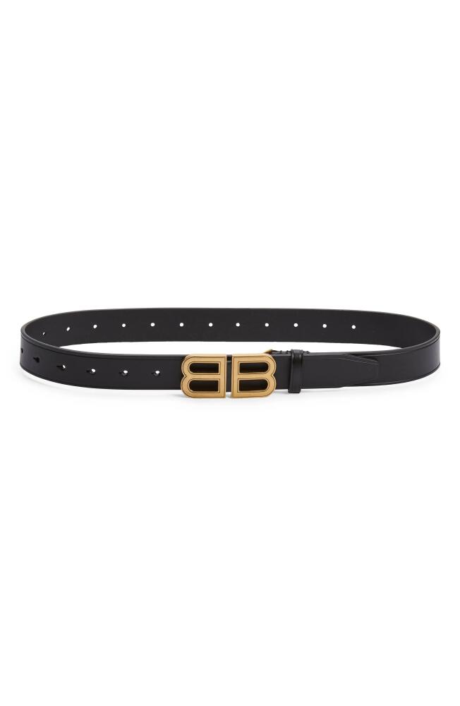 Balenciaga Hourglass Logo Buckle Leather Belt in Black Cover