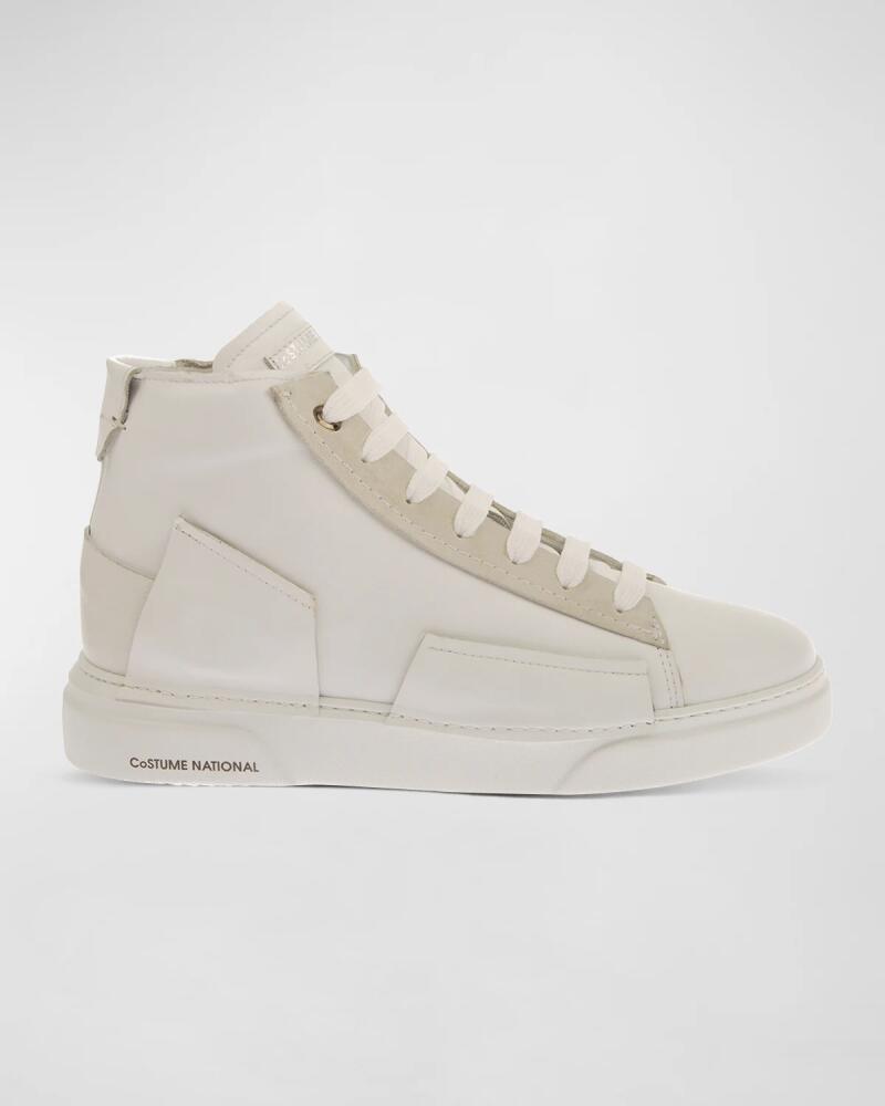 Costume National Men's Patch Suede & Leather High-Top Sneakers Cover