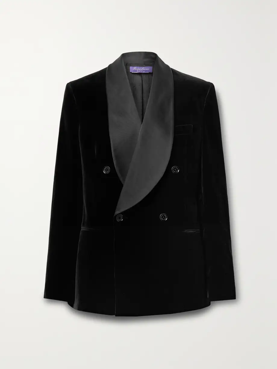 Ralph Lauren Collection - Gregory Double-breasted Satin-trimmed Velvet Blazer - Black Cover