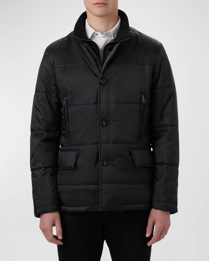 Bugatchi Men's Quilted Jacket with Inner Bib Cover