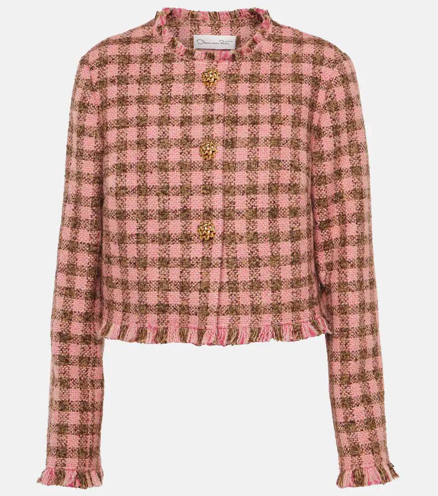 Oscar de la Renta Checked wool-blend tweed jacket Cover