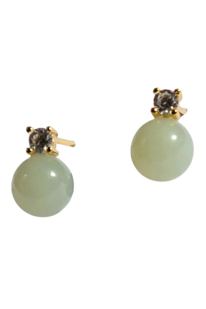 seree Esther Green jade and zircon stud earrings in Light Green Cover