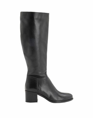 Leonardo Principi Leather Heeled Tall Boots Woman Boot Black Calfskin Cover