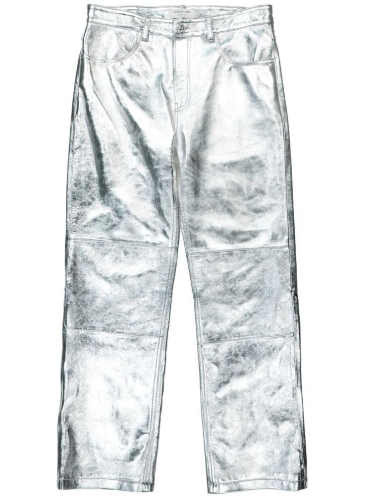 Marine Serre metallic-finish leather trousers - Silver Cover