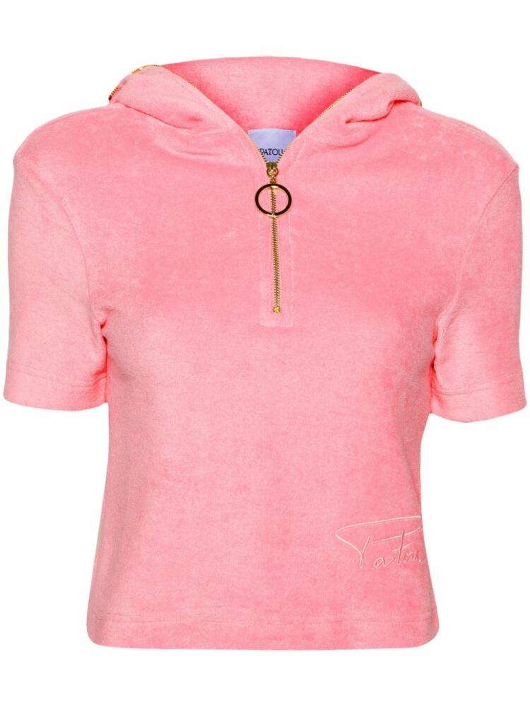 Patou half-zip terrycloth polo shirt - Pink Cover