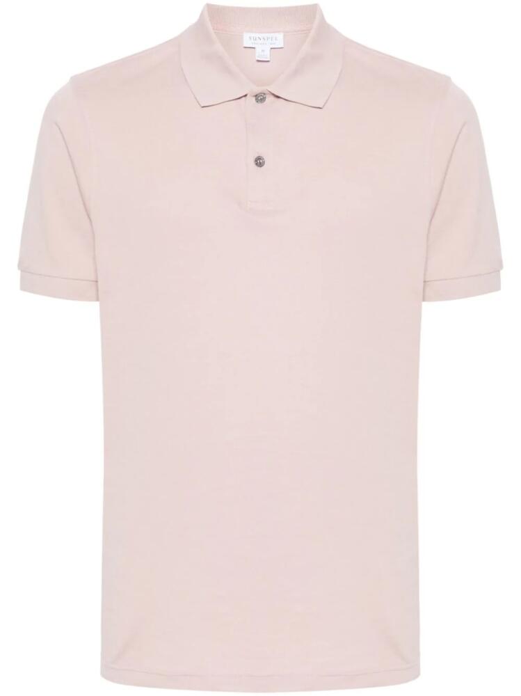 Sunspel short-sleeve cotton polo shirt - Pink Cover