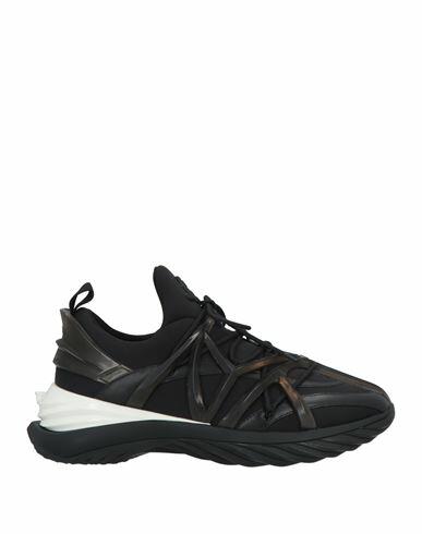 Jimmy Choo Man Sneakers Black Textile fibers, Leather, Rubber Cover