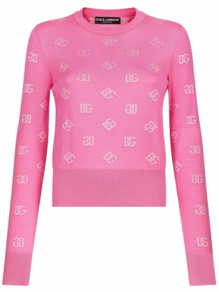 Dolce & Gabbana logo-jacquard crew-neck jumper - Pink Cover