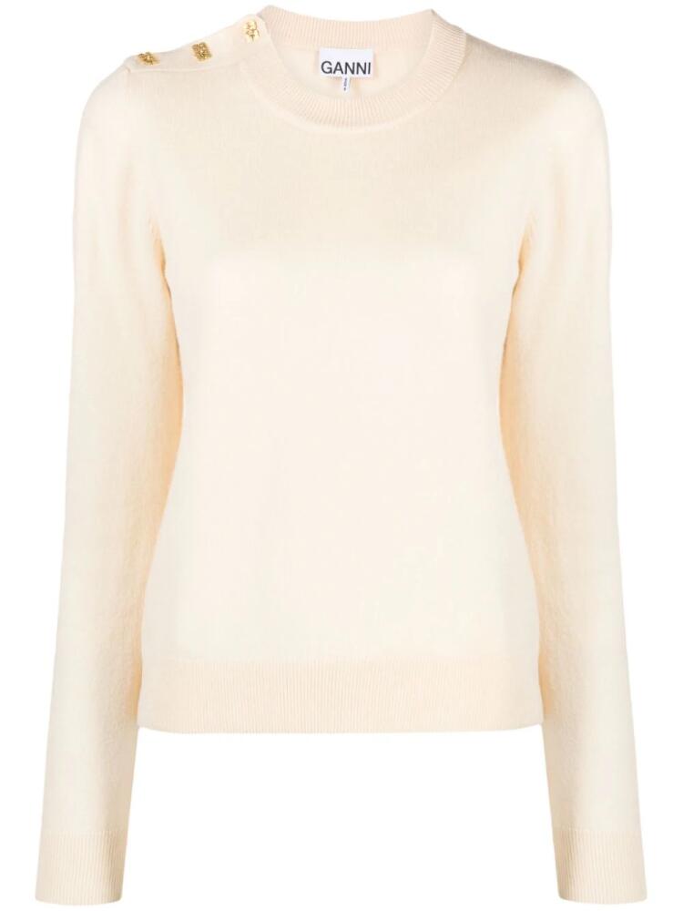 GANNI Mix merino-cashmere jumper - Neutrals Cover