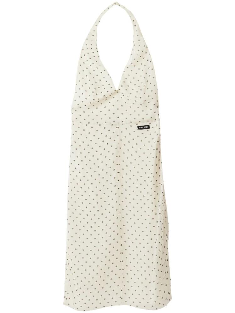 Miu Miu polka-dot semi-sheer midi dress - Neutrals Cover