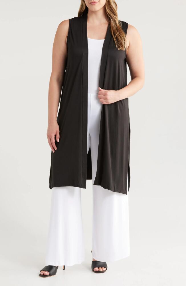 24seven Comfort Apparel Open Front Long Vest in Black Cover