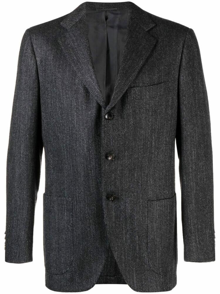 Kiton herringbone single-breasted blazer - Grey Cover