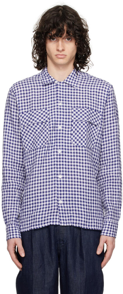 Drake's Navy Gingham Shirt Cover