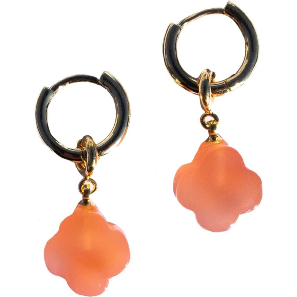 seree Harvest Clover Jade stone charm earrings in Pink Cover