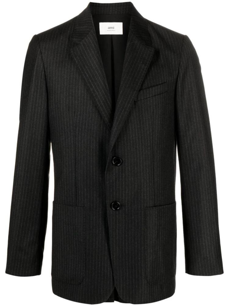 AMI Paris pinstripe-pattern virgin-wool blazer - Black Cover