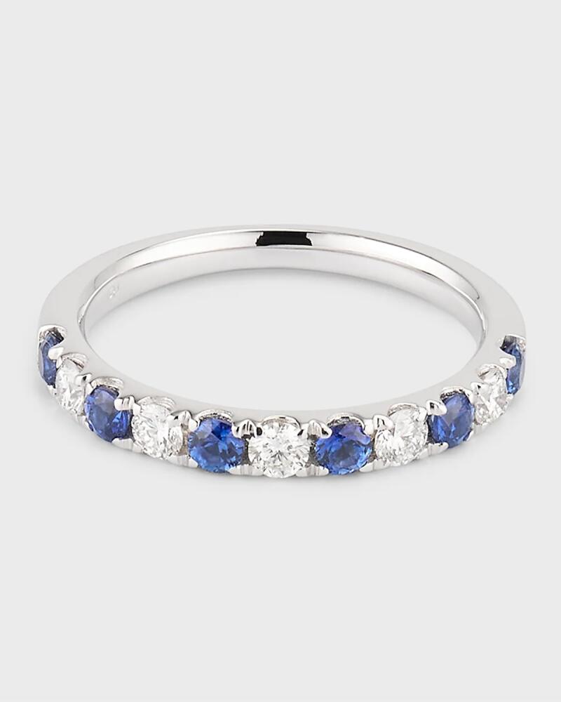 David Kord 18K White Gold Ring with 2.5mm Alternating Diamonds and Blue Sapphires, Size 6 Cover