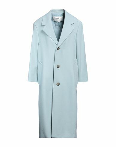 Ami Alexandre Mattiussi Woman Coat Pastel blue Virgin Wool, Polyamide Cover