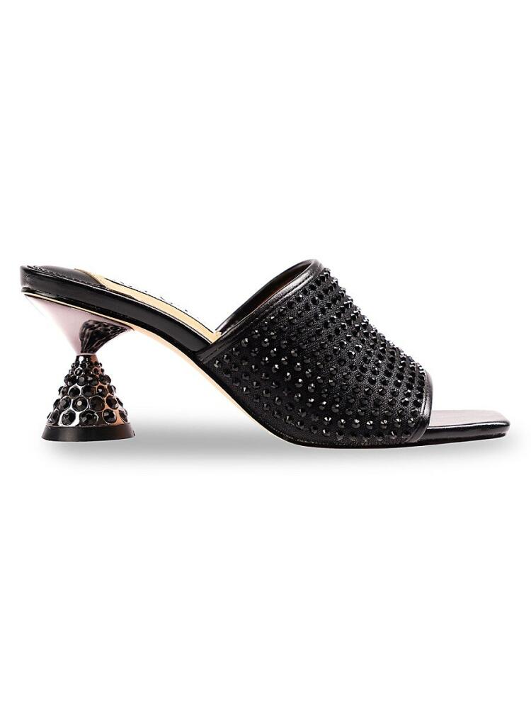 Lady Couture Women's Fireball Rhinestone Spool Heel Mules - Black Cover