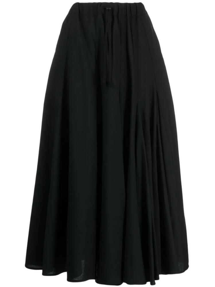 Yohji Yamamoto high-waisted wool midi skirt - Black Cover