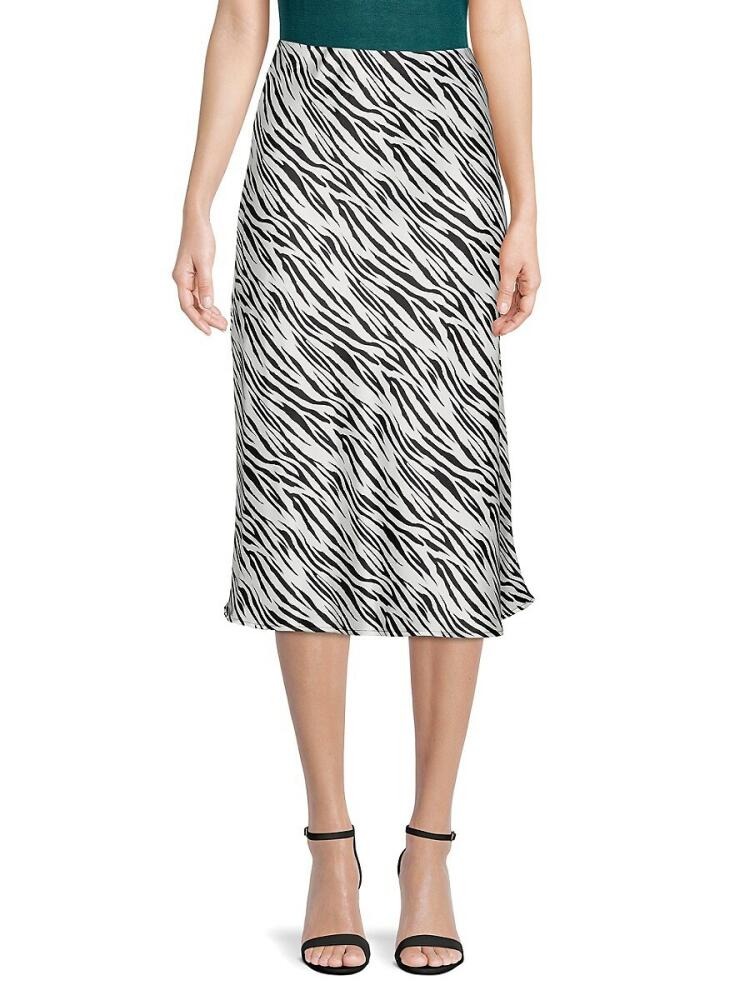 Renee C. Women's Zebra Print Midi Skirt - Ivory Cover