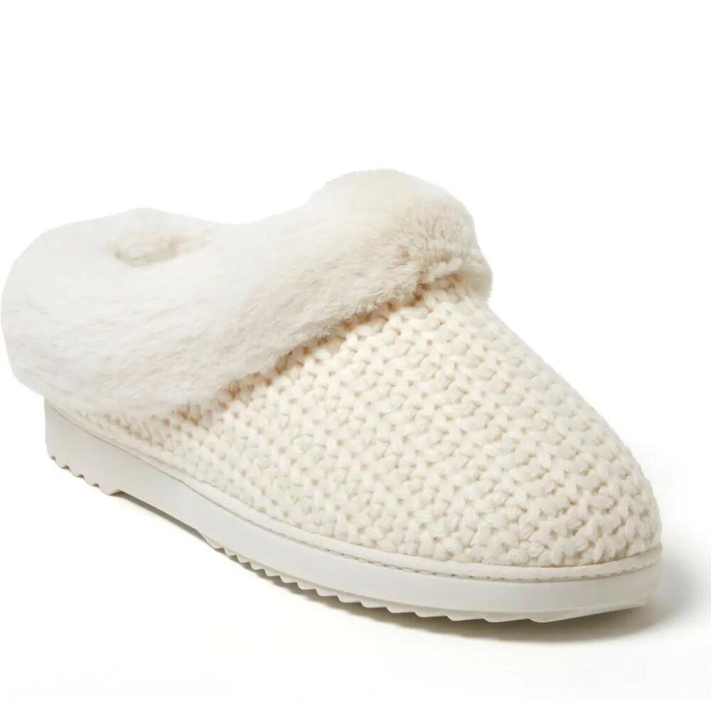 DEARFOAMS Hannah Festive Knit Clog Slipper in Cream Cover