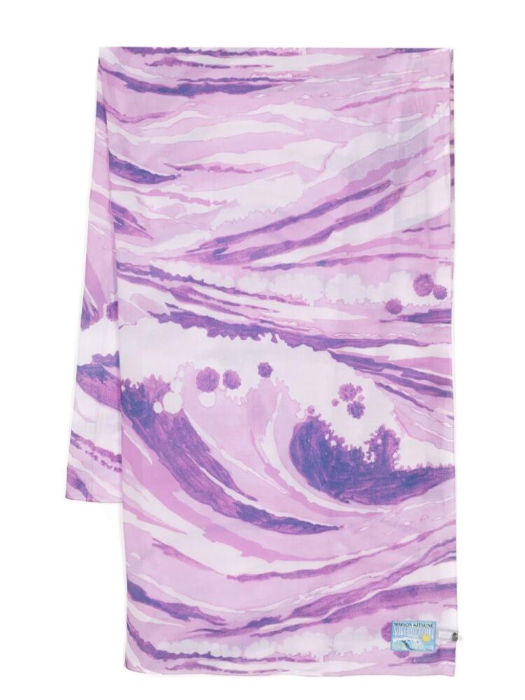 Maison Kitsuné x Vilebrequin organic cotton scarf - Purple Cover