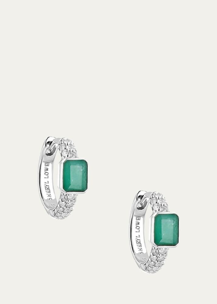 Sheryl Lowe 3 Row Diamond Huggie Earrings with Emeralds Cover