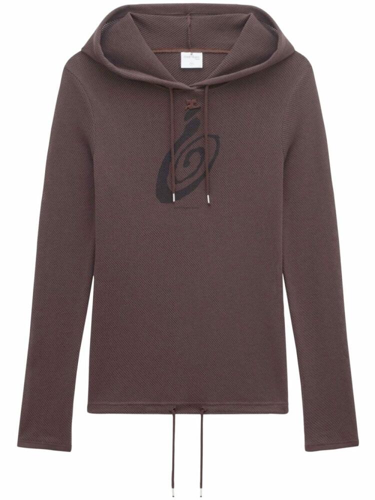 Courrèges logo-print mesh hoodie - Brown Cover