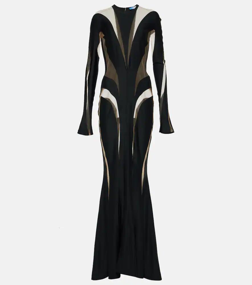 Mugler Paneled tulle and jersey gown Cover