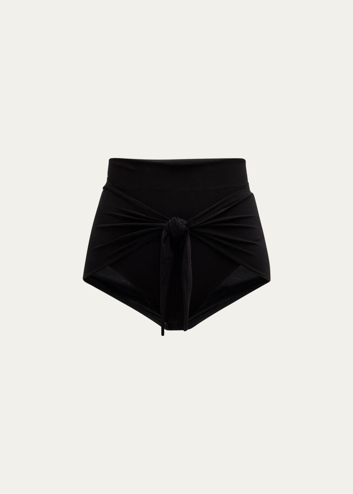 Norma Kamali Diaper Tie-Front High-Waist Bikini Bottom Cover