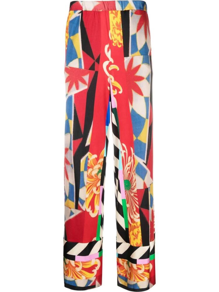 Pierre-Louis Mascia Febo graphic-print wide trousers - Red Cover