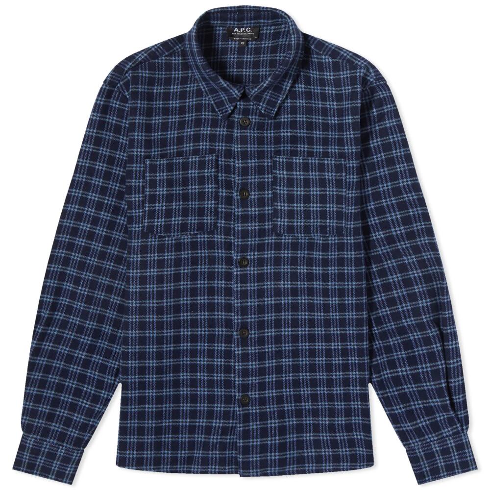 A.P.C. Men's Joe Check Overshirt in Dark Navy Cover