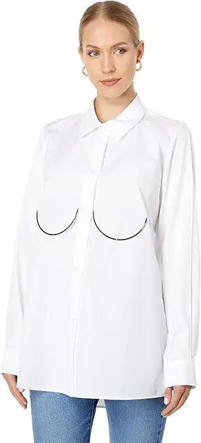 Boyarovskaya Cotton Shirt with Metal (White) Women's Blouse Cover