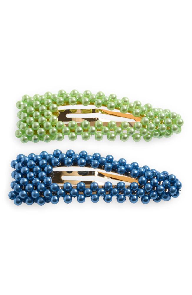 BP. 2-Pack Assorted Beaded Hair Clips in Blue- Green Cover