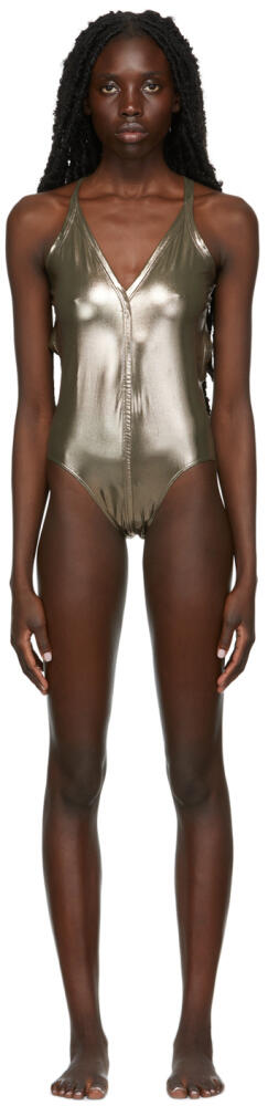 Rick Owens Bronze Deep V One-Piece Swimsuit Cover