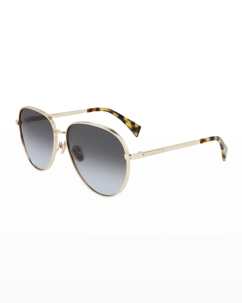 Lanvin Grooved Metal Aviator Sunglasses Cover