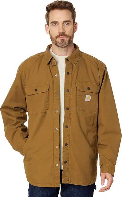 Carhartt Rugged Flex(r) Relaxed Fit Canvas Fleece-Lined Shirt Jac (Oak Brown) Men's Clothing Cover