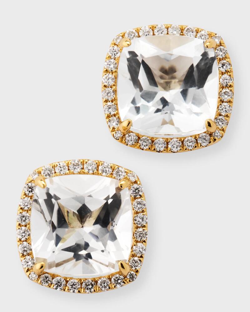 Frederic Sage White Topaz Stud Earrings with Diamond Halo Cover