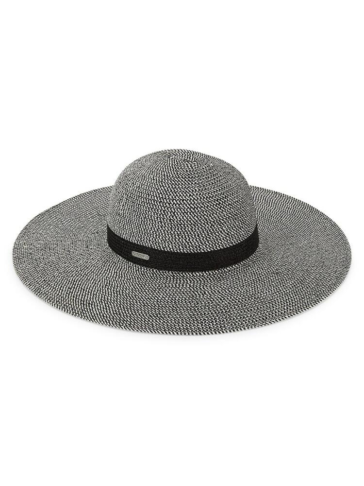 Calvin Klein Women's Marled Paper Blend Woven Sun Hat - Black Cover