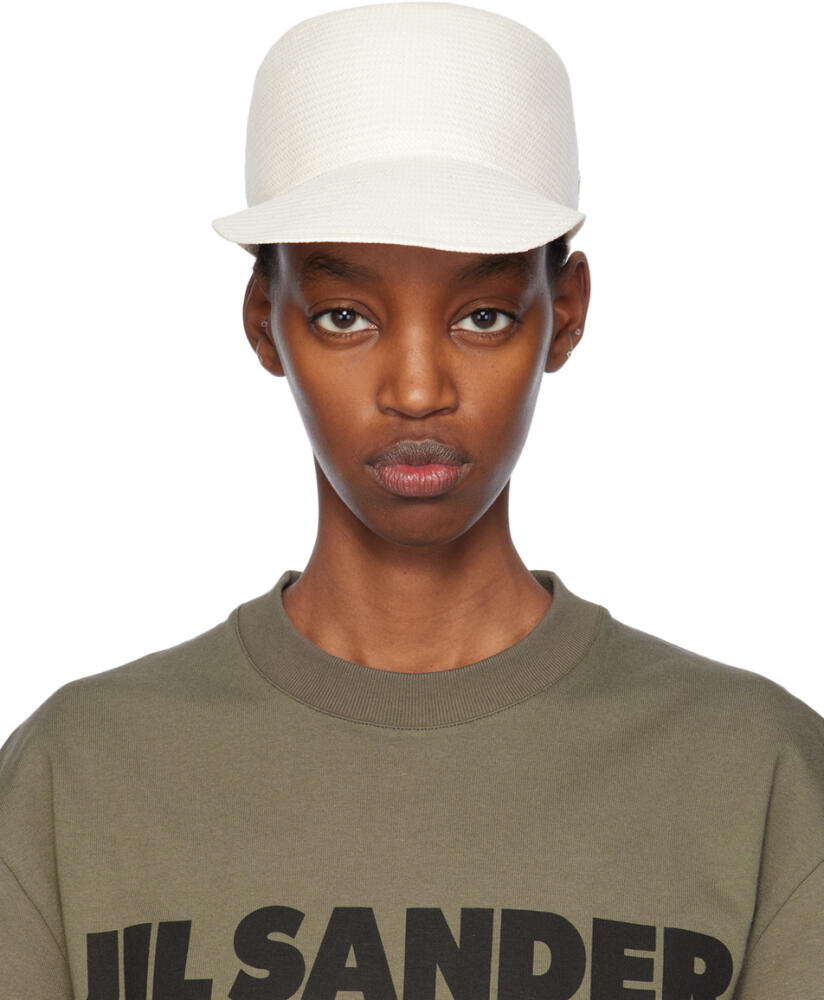 Jil Sander White Paper Herringbone Twill Cap Cover